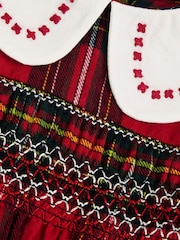 Monsoon Red Baby Long Sleeve Tartan 100% Cotton Dress - Image 3 of 3