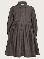 Monsoon Black 100% Cotton Embroidered Denim Shirt Dress - Image 1 of 2