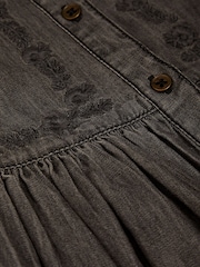 Monsoon Black 100% Cotton Embroidered Denim Shirt Dress - Image 2 of 2