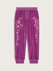 Monsoon Purple Embroidered Velour Joggers - Image 1 of 2