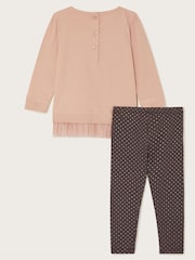 Monsoon Pink Baby Reindeer Frill Jumper and Leggings Set - Image 2 of 3