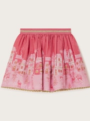 Monsoon Pink Christmas Street Print Skirt - Image 1 of 3