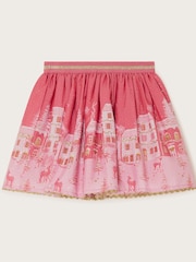 Monsoon Pink Christmas Street Print Skirt - Image 2 of 3