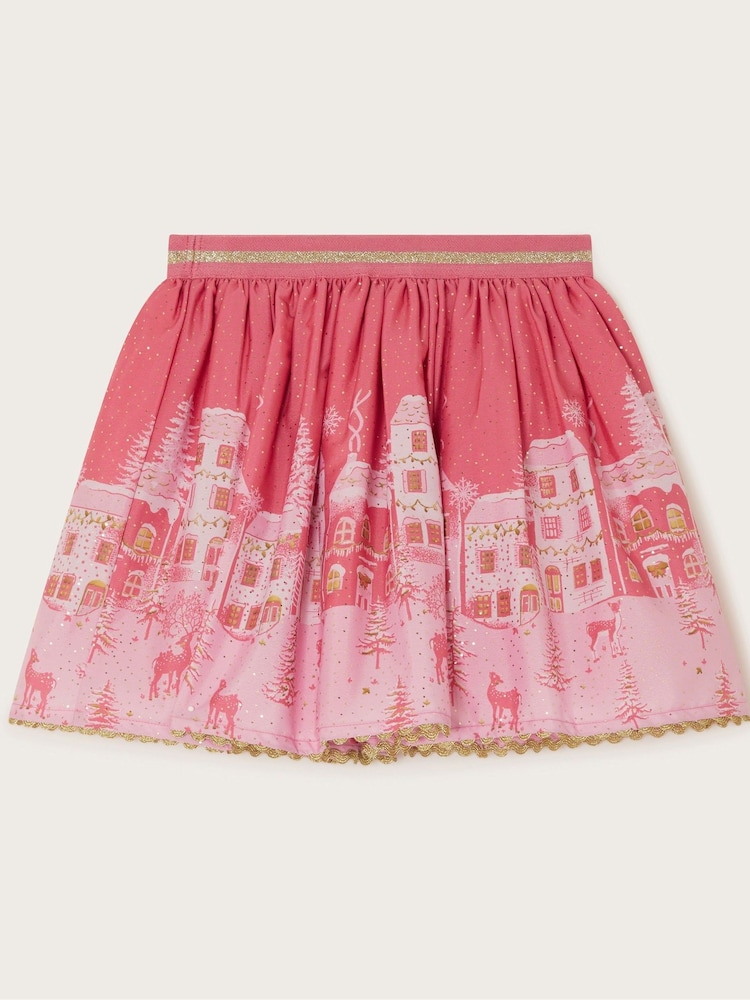 Monsoon Pink Christmas Street Print Skirt - Image 2 of 3