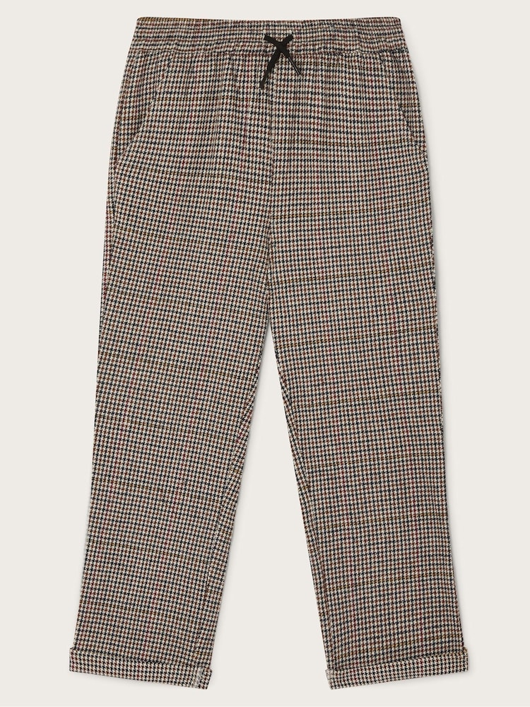 Monsoon Brown Check Pull On 100% Cotton Trousers - Image 1 of 3