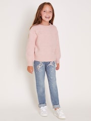 Monsoon Blue Unicorn Embellished 100% Cotton Jeans - Image 1 of 3