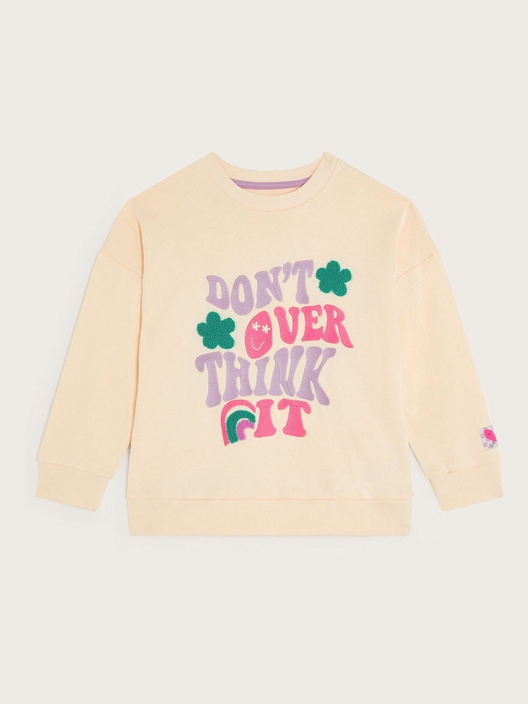 Monsoon Natural 100% Cotton Don't Over Think It Graphic Sweatshirt - Image 1 of 3 Monsoon Natural 100% Cotton Don't Over Think It Graphic Sweatshirt - Image 1 of 3
