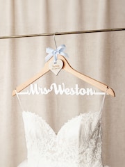 Wooden Wedding Dress Hanger With White Wording by No Ordinary Gift - Image 2 of 3