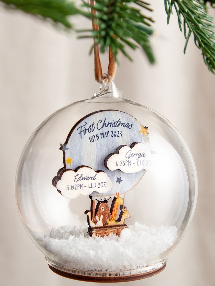 Twins First Christmas Hot Air Balloon Baby Details Bauble by No Ordinary Gift - Image 4 of 4