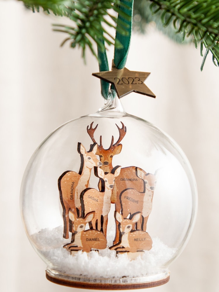 Family of Deer Personalised Christmas Bauble by No Ordinary Gift - Image 1 of 2
