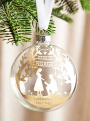 Couple's Foiled Engagement Silhouette Christmas Bauble by No Ordinary Gift - Image 3 of 4