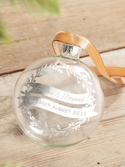 Personalised Couples Foiled Wreath and Banners Engagement Christmas Bauble by No Ordinary Gift - Image 3 of 4