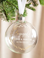 Couple's Foiled Wreath Engagement Christmas Bauble by No Ordinary Gift - Image 1 of 4