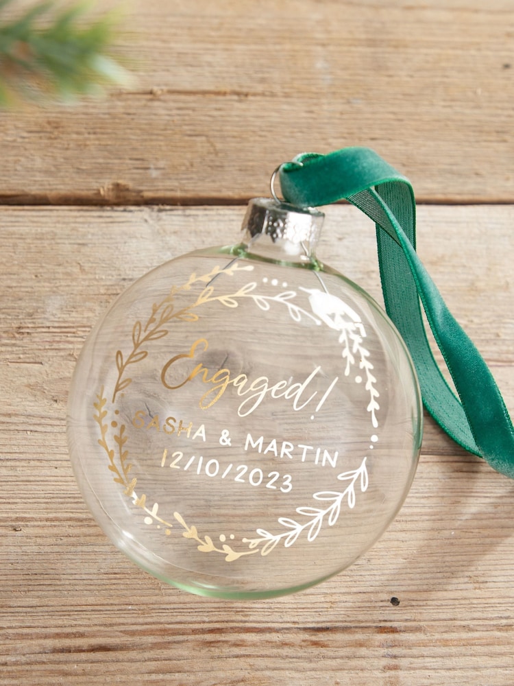 Couple's Foiled Wreath Engagement Christmas Bauble by No Ordinary Gift - Image 2 of 4