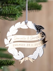 Metallic Mirror Laurel Wreath Engagement Hanging Christmas Decoration by No Ordinary Gift - Image 1 of 1