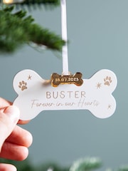 Metal Bone Personalised Pet Decoration with Gold Charm by No Ordinary Gift - Image 1 of 1