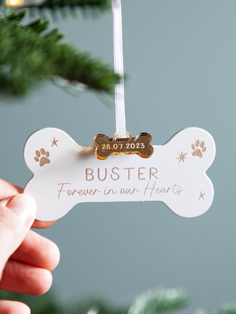 Metal Bone Personalised Pet Decoration with Gold Charm by No Ordinary Gift - Image 1 of 1