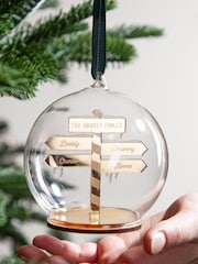 Metallic Mirror Personalised Family Sign Post Christmas Bauble by No Ordinary Gift - Image 1 of 3
