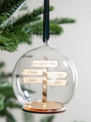 Metallic Mirror Personalised Family Sign Post Christmas Bauble by No Ordinary Gift - Image 2 of 3