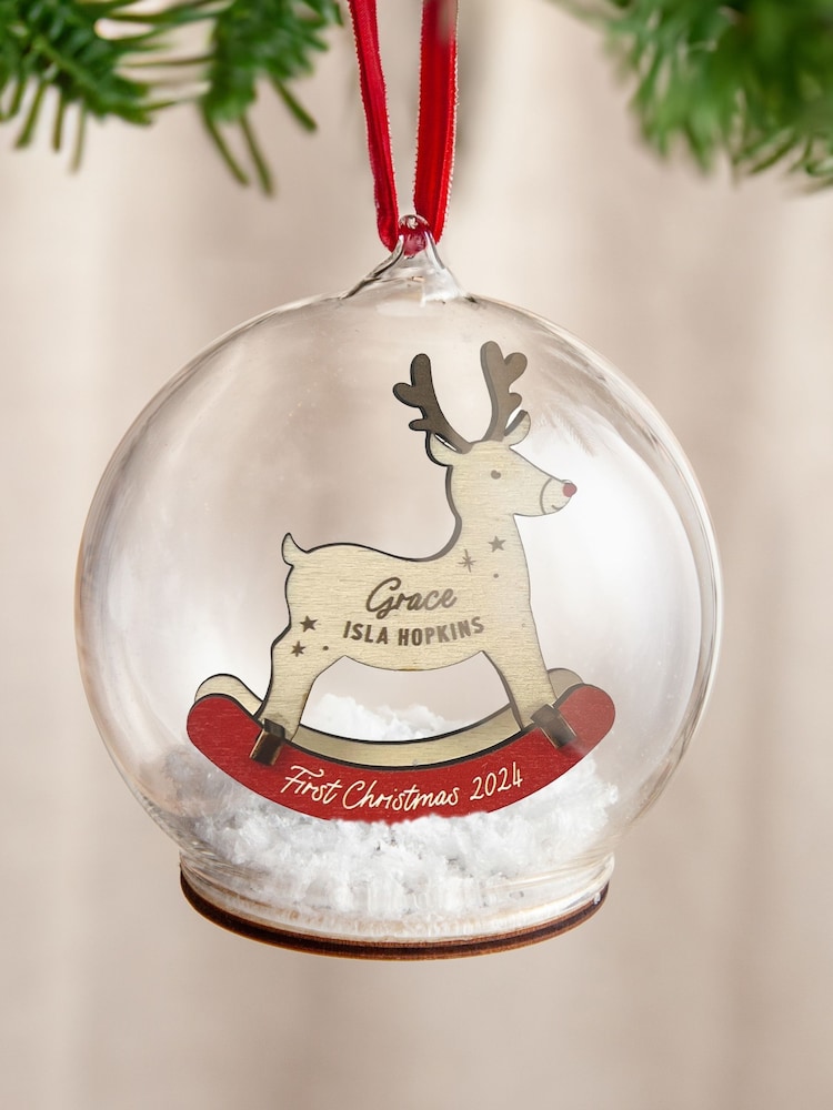 3D Rocking Reindeer First Christmas Bauble by No Ordinary Gift - Image 1 of 1