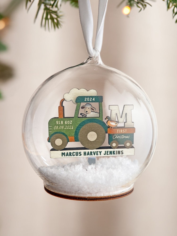 Tractor Baby Details First Christmas Bauble by No Ordinary Gift - Image 1 of 1