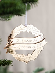 Metallic Mirror Christmas Family Wreath Hanging Decoration by No Ordinary Gift - Image 1 of 2