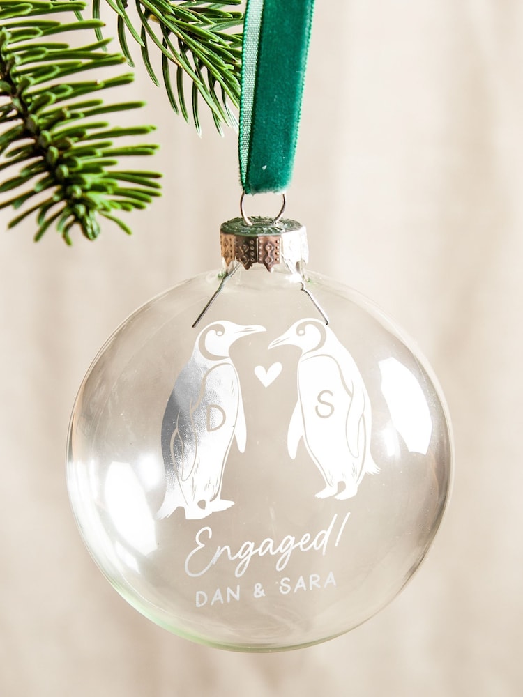 Couple's Personalised Foiled Penguin Christmas Bauble by No Ordinary Gift - Image 2 of 5