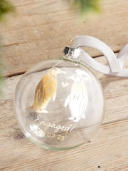 Couple's Personalised Foiled Penguin Christmas Bauble by No Ordinary Gift - Image 4 of 5