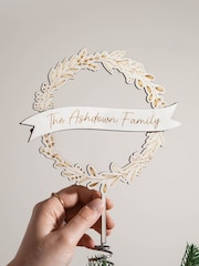 Wooden Engraved Wreath Personalised Christmas Tree Topper by No Ordinary Gift - Image 1 of 1