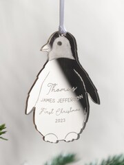Metallic Mirror First Christmas Penguin Decoration by No Ordinary Gift - Image 2 of 2