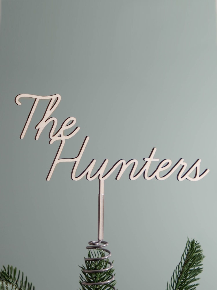 Personalised Name Cut Out Wooden Christmas Tree Topper by No Ordinary Gift - Image 1 of 2
