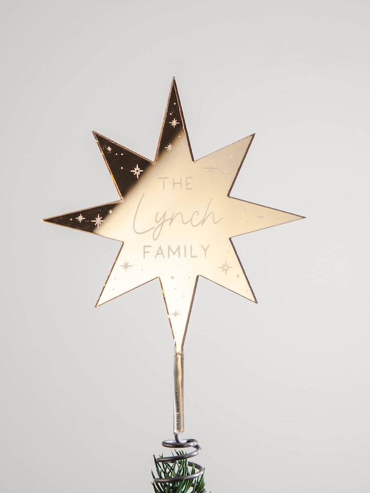 Personalised Star Mirror Christmas Tree Topper by No Ordinary Gift - Image 2 of 2