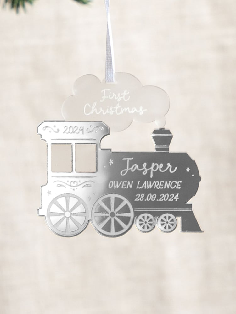 Personalised Festive Train First Christmas Hanging Decoration by No Ordinary Gift - Image 2 of 2