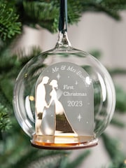 Couples Silhouette And Arch Personalised Christmas Bauble by No Ordinary Gift - Image 2 of 3