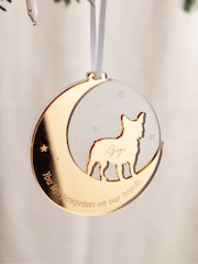Personalised Dog And Moon Layered Mirror Hanging Christmas Decoration by No Ordinary Gift - Image 2 of 3