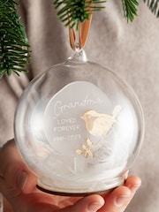 Metallic Mirror Robin Personalised Memorial Christmas Bauble by No Ordinary Gift - Image 1 of 1