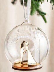 Couples Silhouette And Tree Personalised Christmas Bauble by No Ordinary Gift - Image 2 of 2