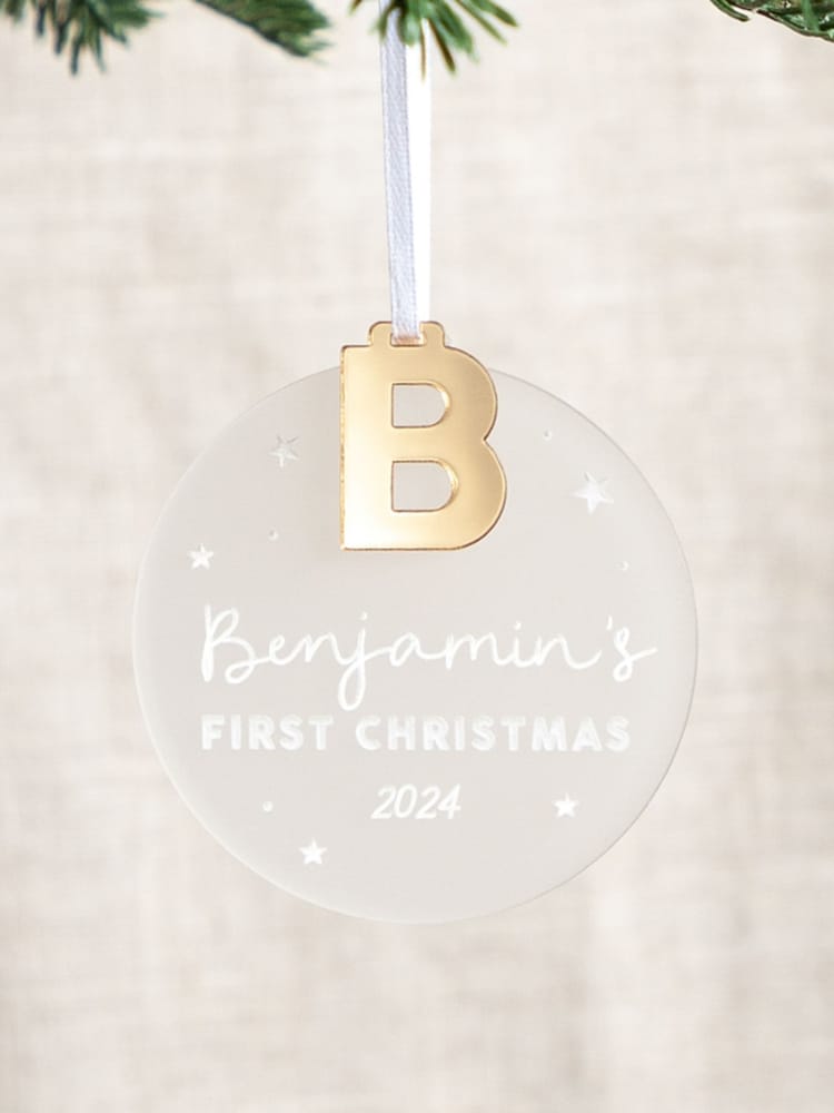 First Christmas Hanging Decoration with Initial Charm by No Ordinary Gift - Image 1 of 2