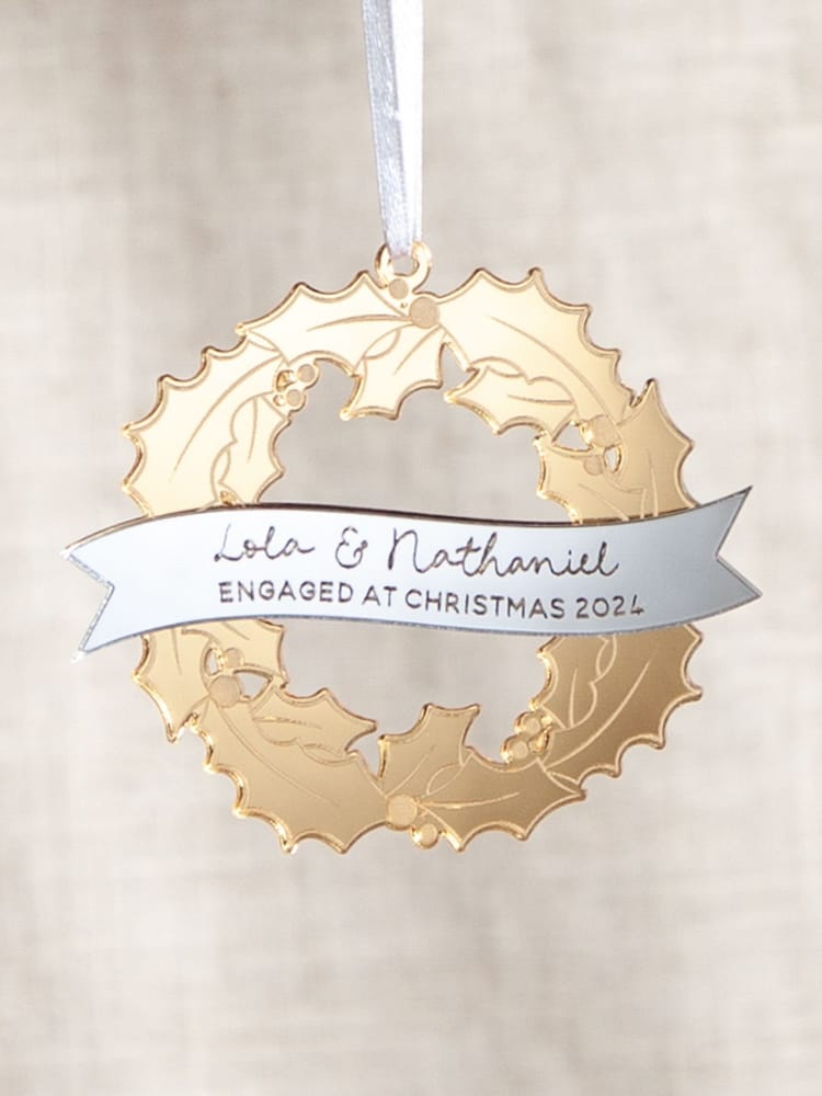 Metallic Mirror Holly Wreath Christmas Decoration by No Ordinary Gift - Image 1 of 1