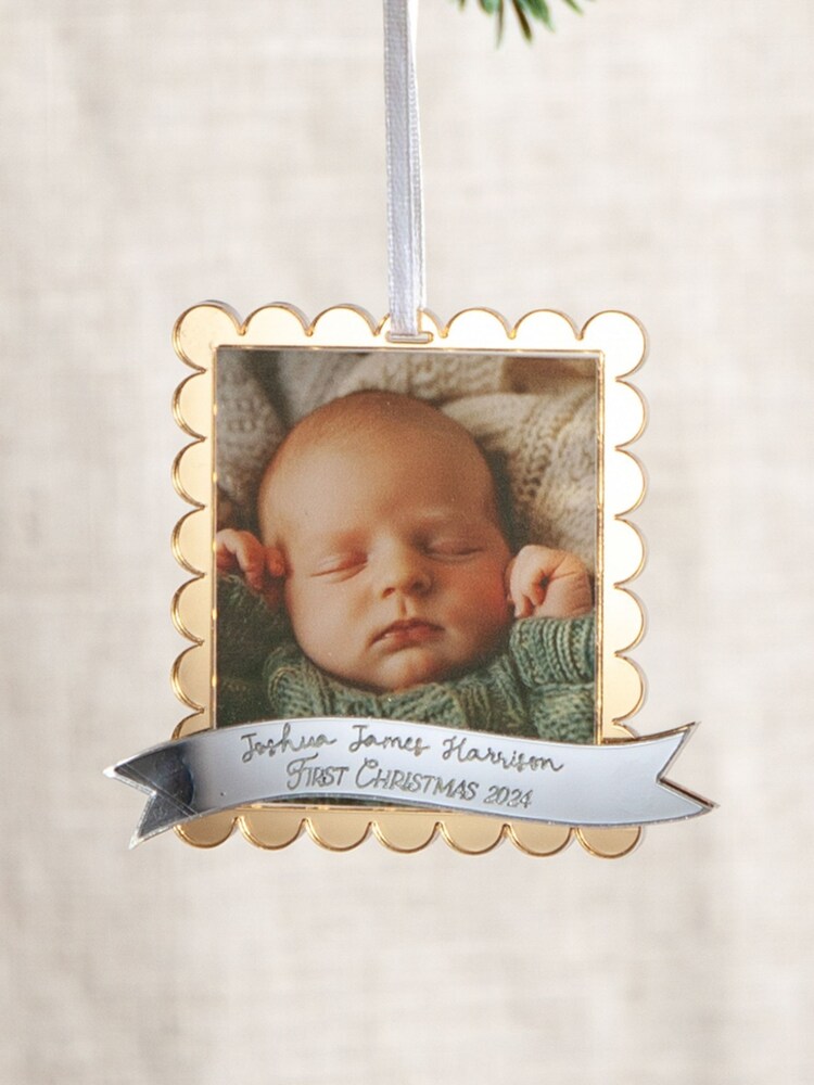 First Christmas Photo Metallic Hanging Decoration by No Ordinary Gift - Image 1 of 1