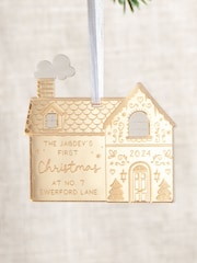 Personalised Metallic Mirror Gingerbread House New Home Christmas Decoration by No Ordinary Gift - Image 1 of 2