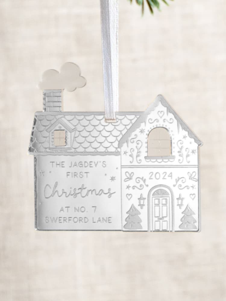 Personalised Metallic Mirror Gingerbread House New Home Christmas Decoration by No Ordinary Gift - Image 2 of 2