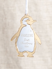 Festive Metallic Penguin First Christmas Decoration by No Ordinary Gift - Image 1 of 2