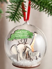 First Christmas Safari Animals Personalised Bauble by No Ordinary Gift - Image 1 of 2