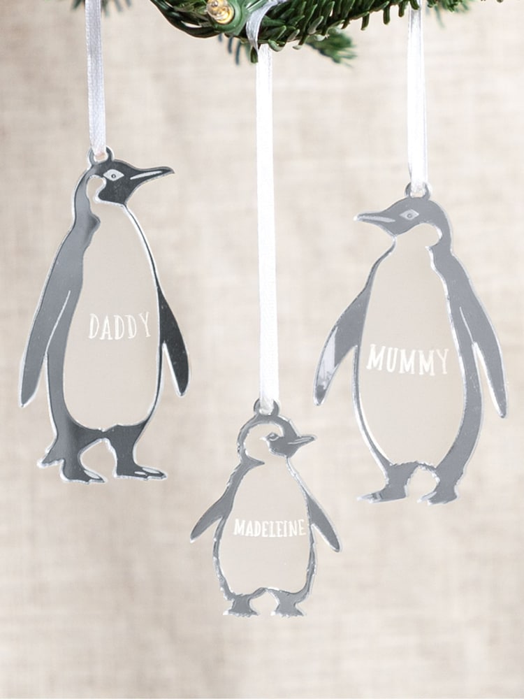 Personalised Set Of Penguin Family Christmas Decorations by No Ordinary Gift - Image 2 of 2