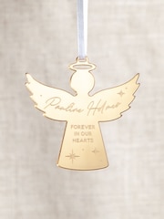 Personalise Metallic Mirror Memorial Angel Christmas Decoration by No Ordinary Gift - Image 1 of 2