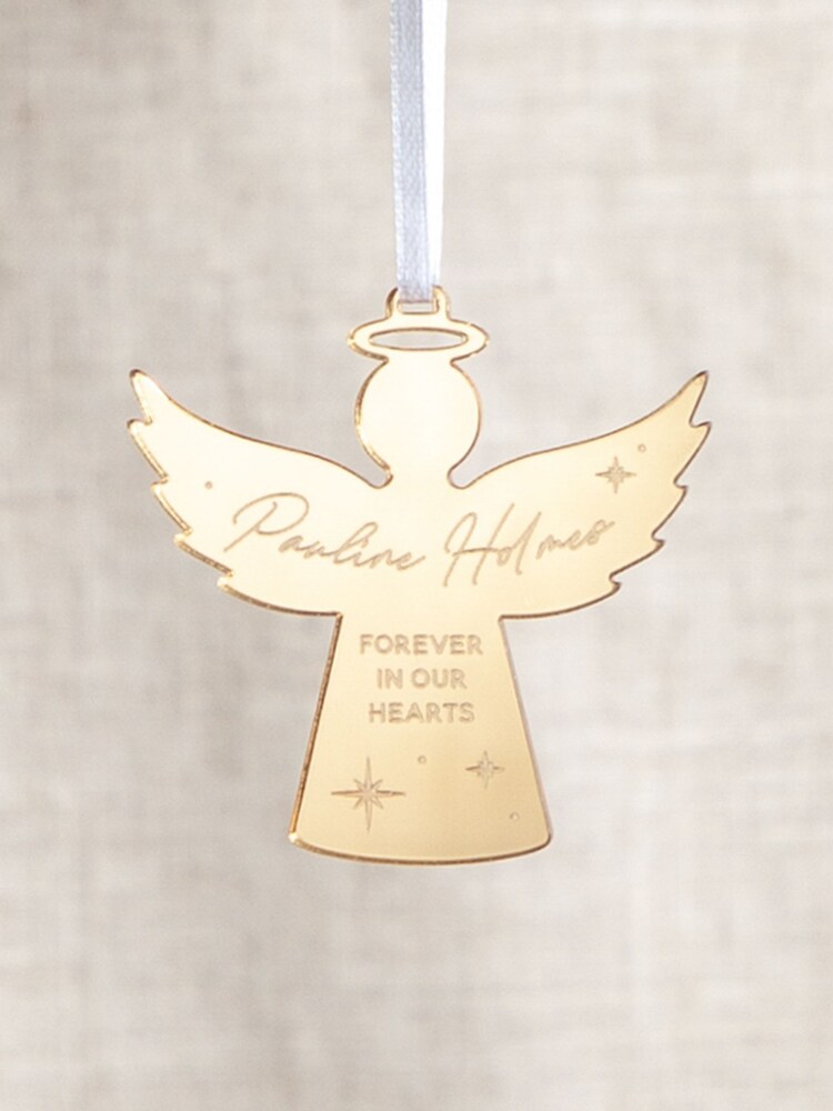 Personalise Metallic Mirror Memorial Angel Christmas Decoration by No Ordinary Gift - Image 1 of 2
