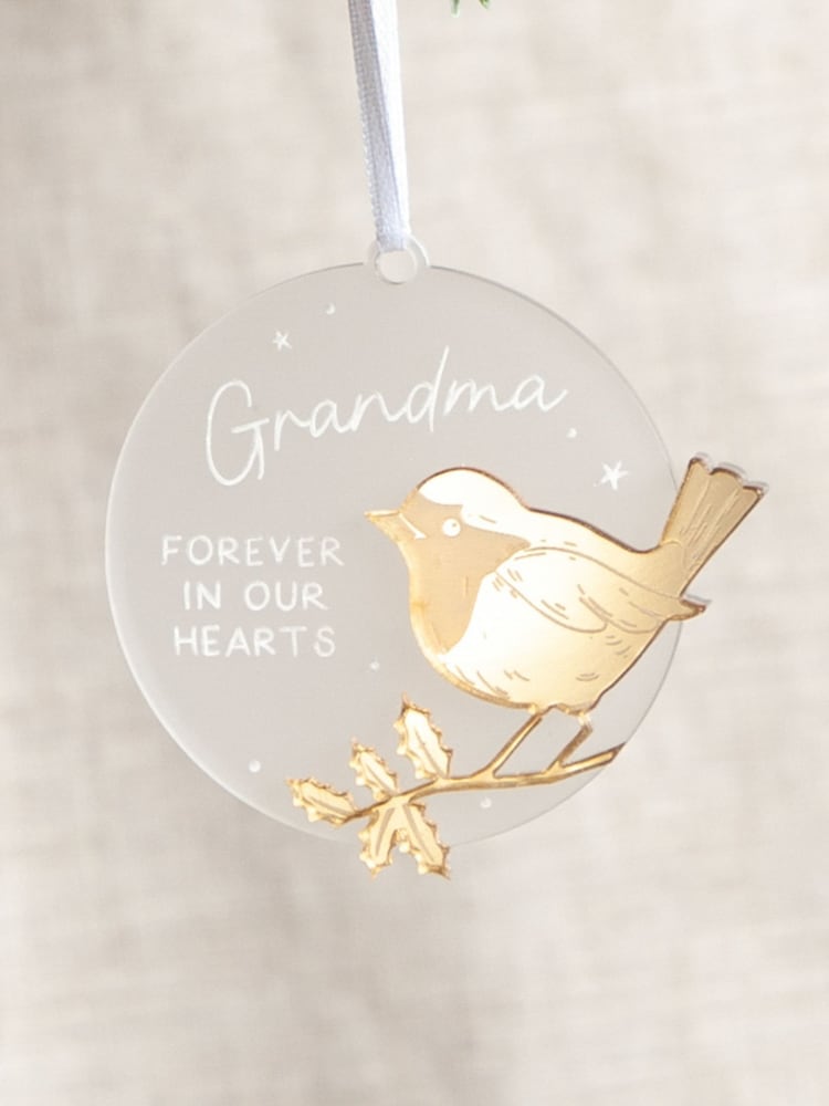 Memorial Christmas Decoration with Metallic Robin by No Ordinary Gift - Image 1 of 2