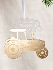 Personalised Tractor First Christmas Hanging Decoration by No Ordinary Gift - Image 1 of 2