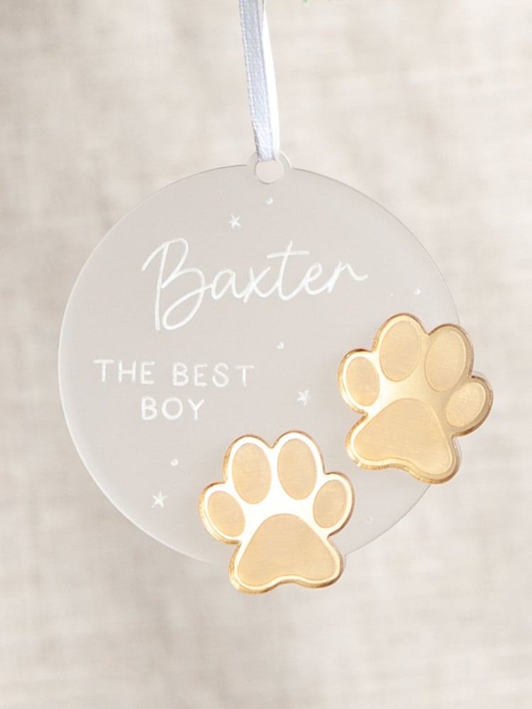Hanging Christmas Decoration with Metallic Paw Prints by No Ordinary Gift - Image 1 of 2